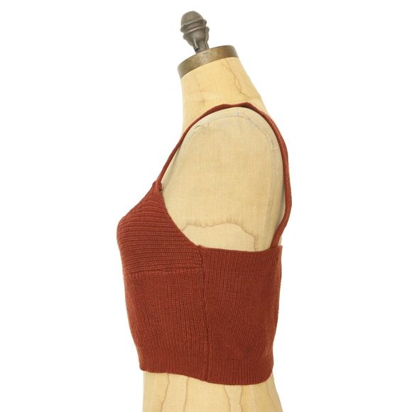 LULUS Sweater Knit Crop Tank XL Cable Ribbed Burgundy Red Sleeveless NEW B1 - Picture 4 of 5